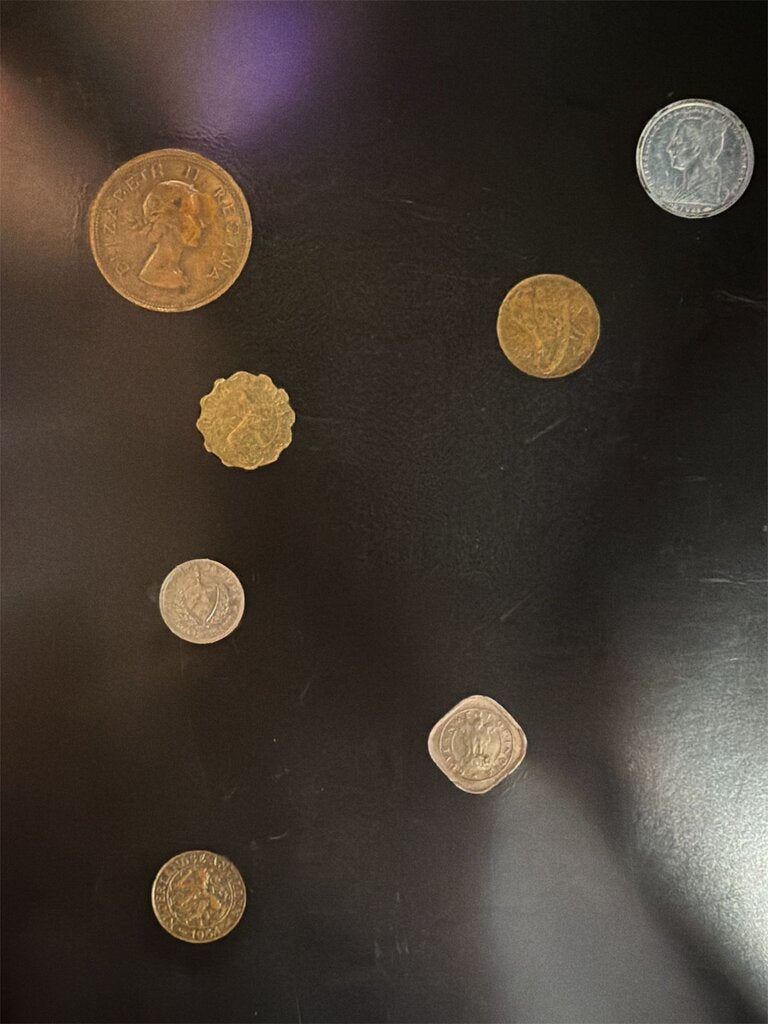 Mid Century Couroc of Monterey Bakelite Serving Tray w/ inlaid world coins