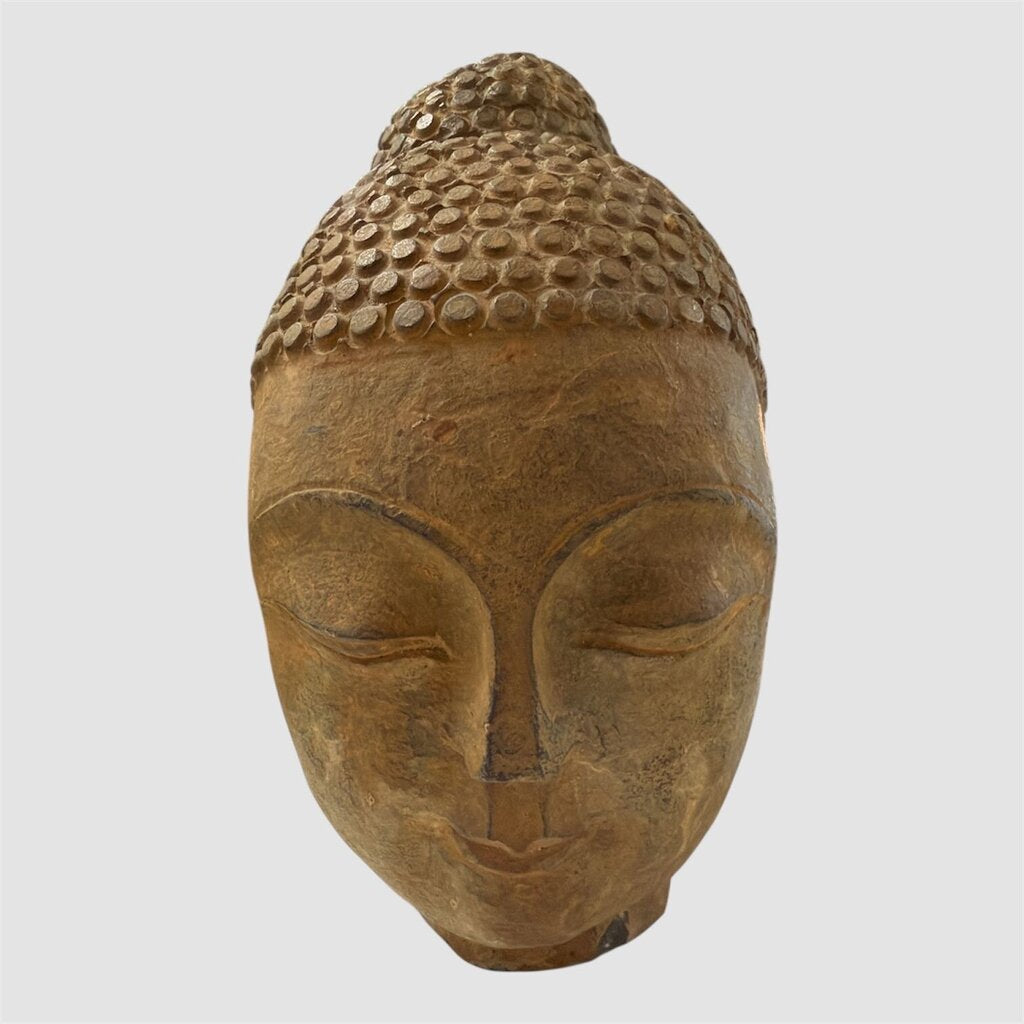 Stone Shakyamuni Budda Head Closed Eyes Contemplation Meditating