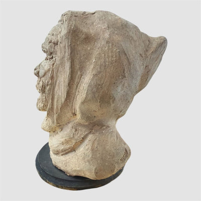 Mid Century Clay Bust Sculpture