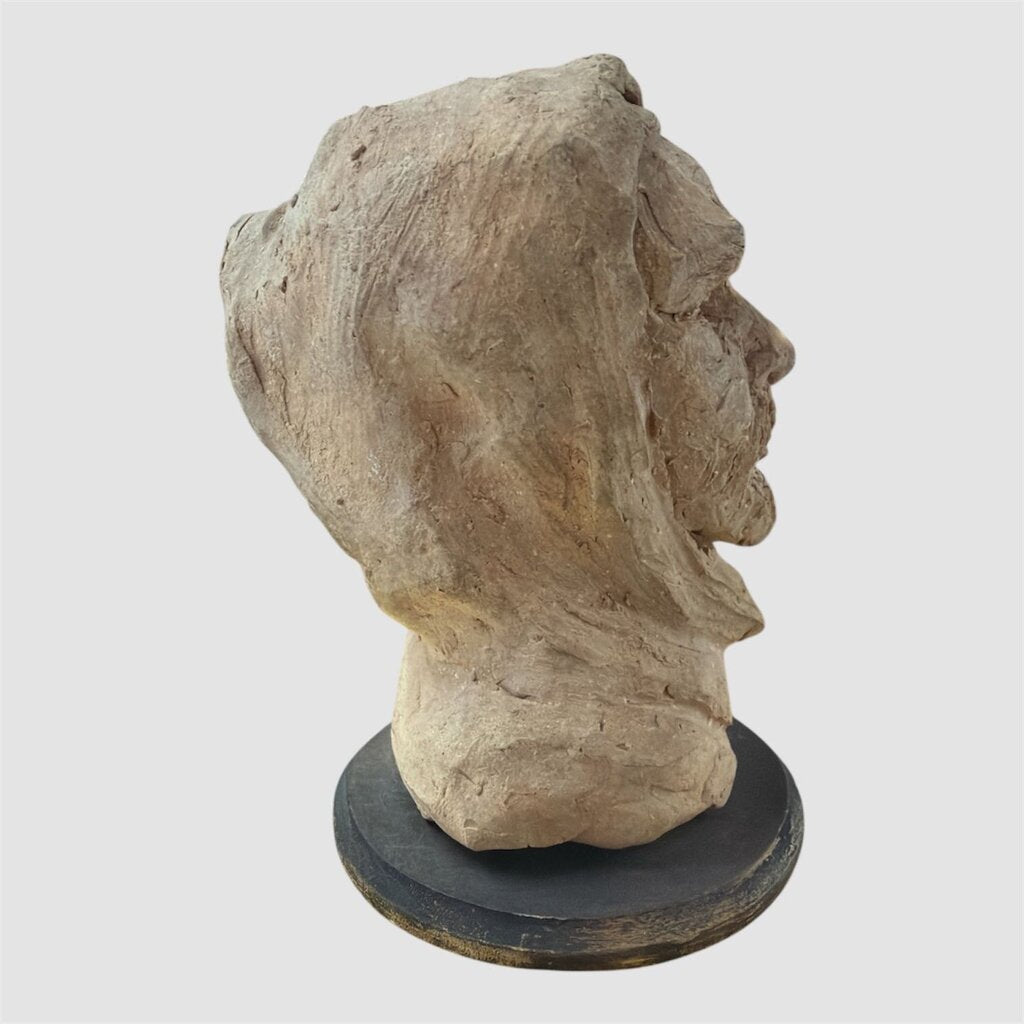 Mid Century Clay Bust Sculpture
