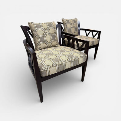 PAIR of Barbara Barry Baker X Back Lounge Chairs (Set of 2)
