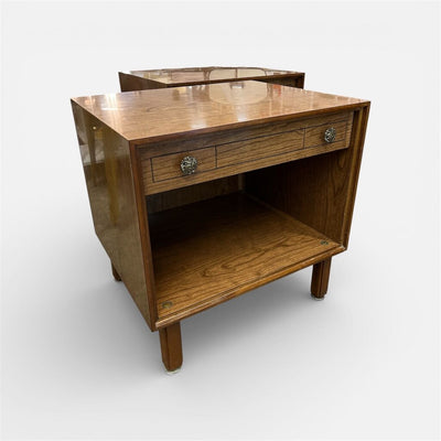 Pair of Walnut Laminate Nightstands by Grosfeld House NYC - Made for the Washington Hilton (Set of 2)