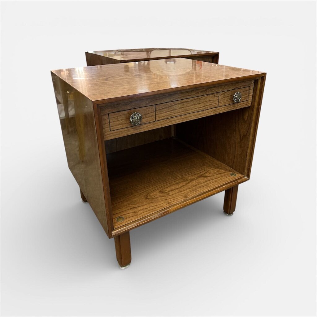 Pair of Walnut Laminate Nightstands by Grosfeld House NYC - Made for the Washington Hilton (Set of 2)