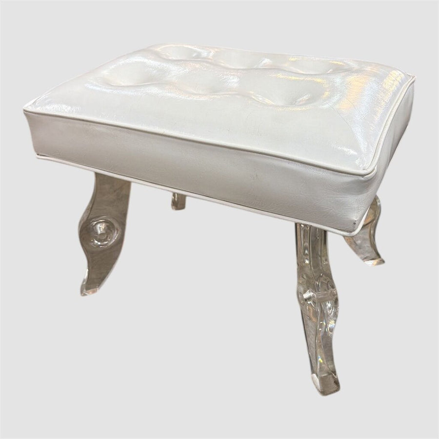 Mid Century Lucite Vanity Stool w/ vinyl Seat