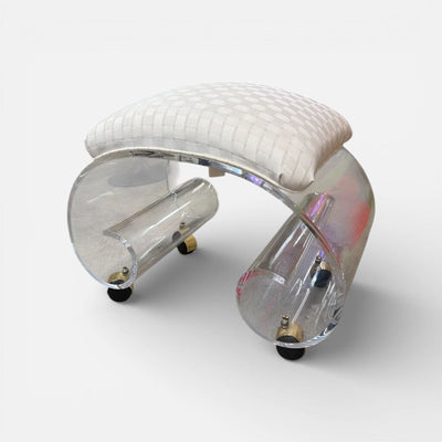 Mid Century Lucite Scroll Ming Vanity Bench Stool