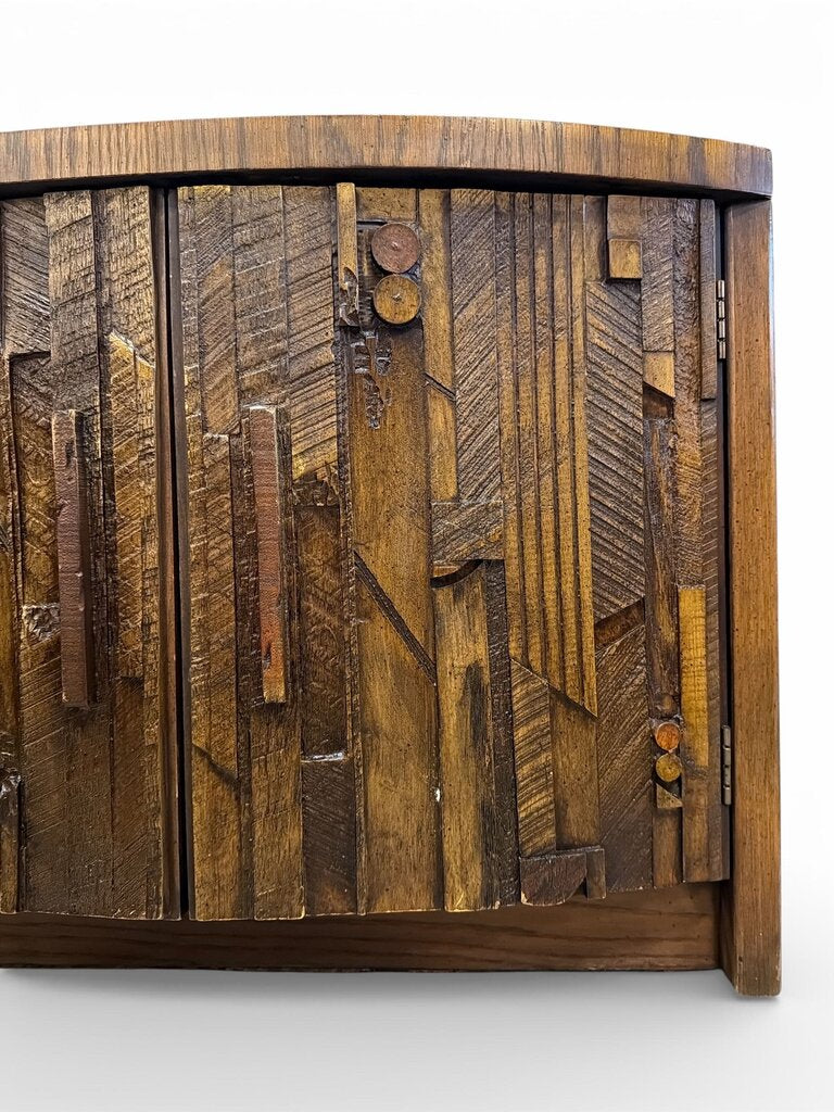 PAIR Lane Brutalist Nightstands Mid Century in Walnut/Mixed Woods/Oak (Set of 2)