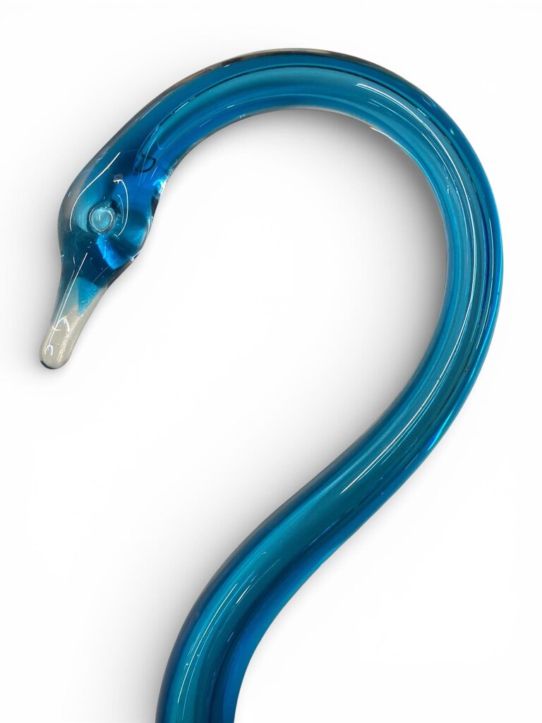Vintage Hand-Blown Blue Art Glass Swan