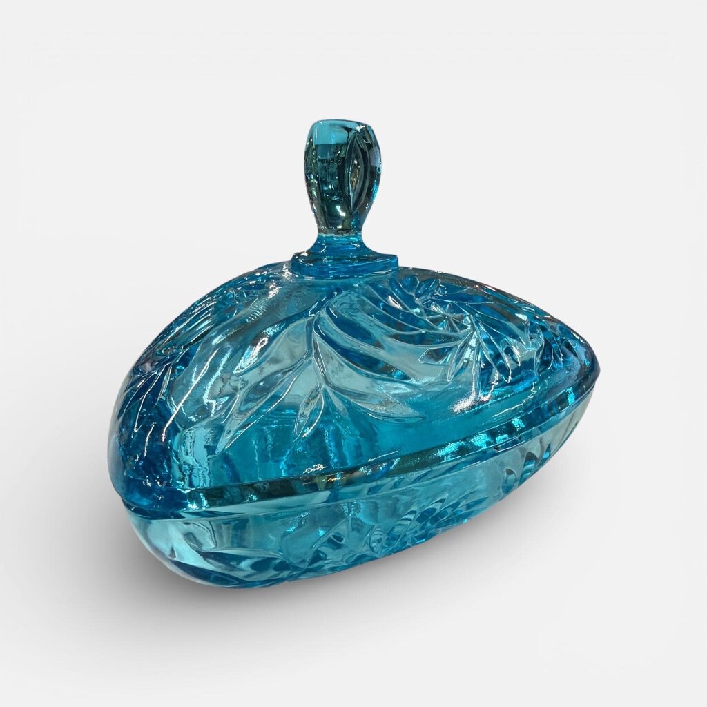 Vintage Hazel-AtlasCapri Blue Pinwheel Covered Blue Glass Candy Dish