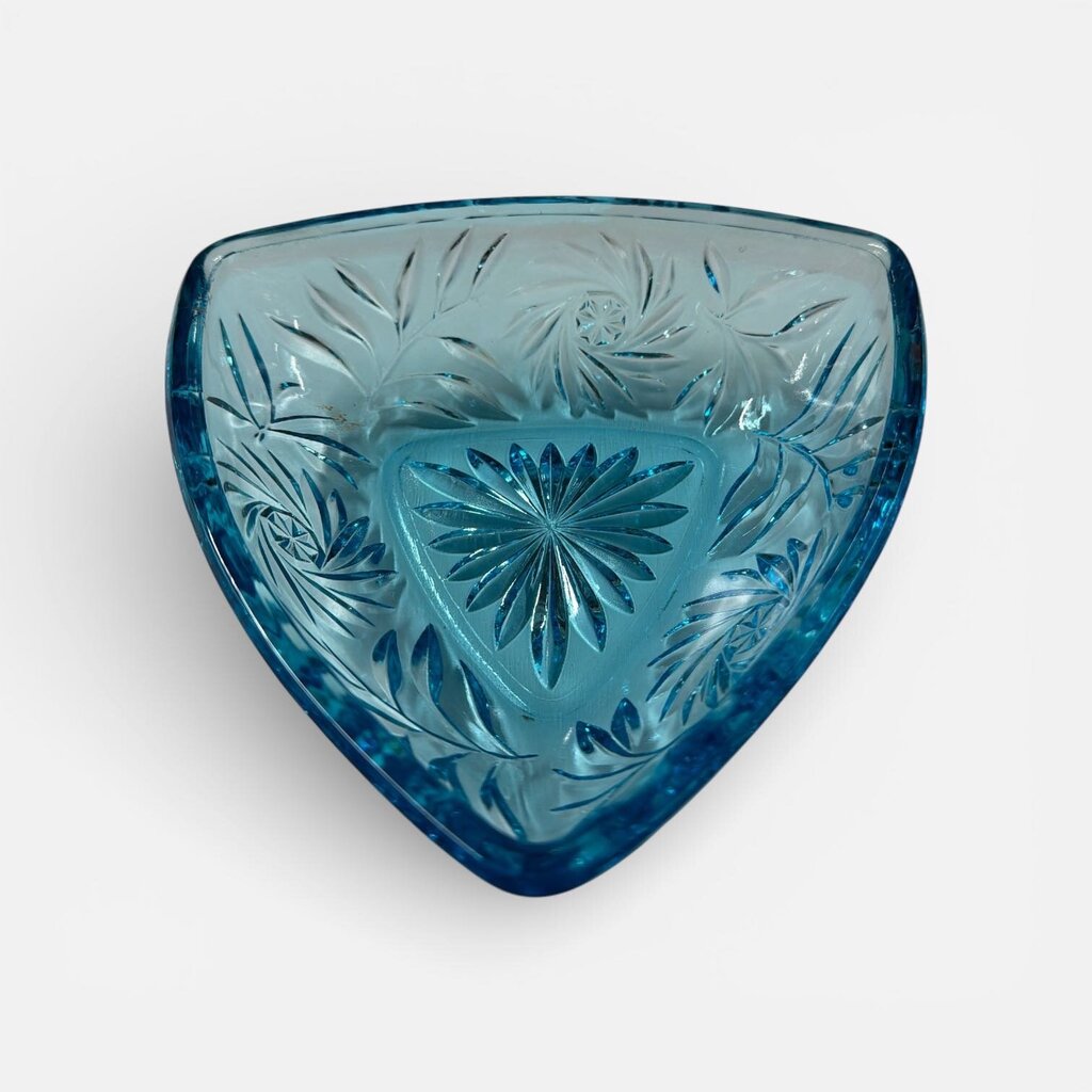 Vintage Hazel-AtlasCapri Blue Pinwheel Covered Blue Glass Candy Dish