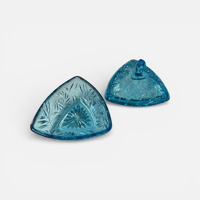 Vintage Hazel-AtlasCapri Blue Pinwheel Covered Blue Glass Candy Dish