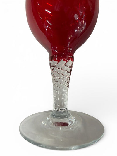 Vintage 1970's Ruby Red Twisted Gass Art Vase
