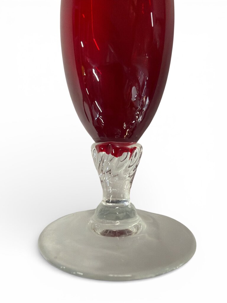 Slim Red Empoli Art Glass Vase