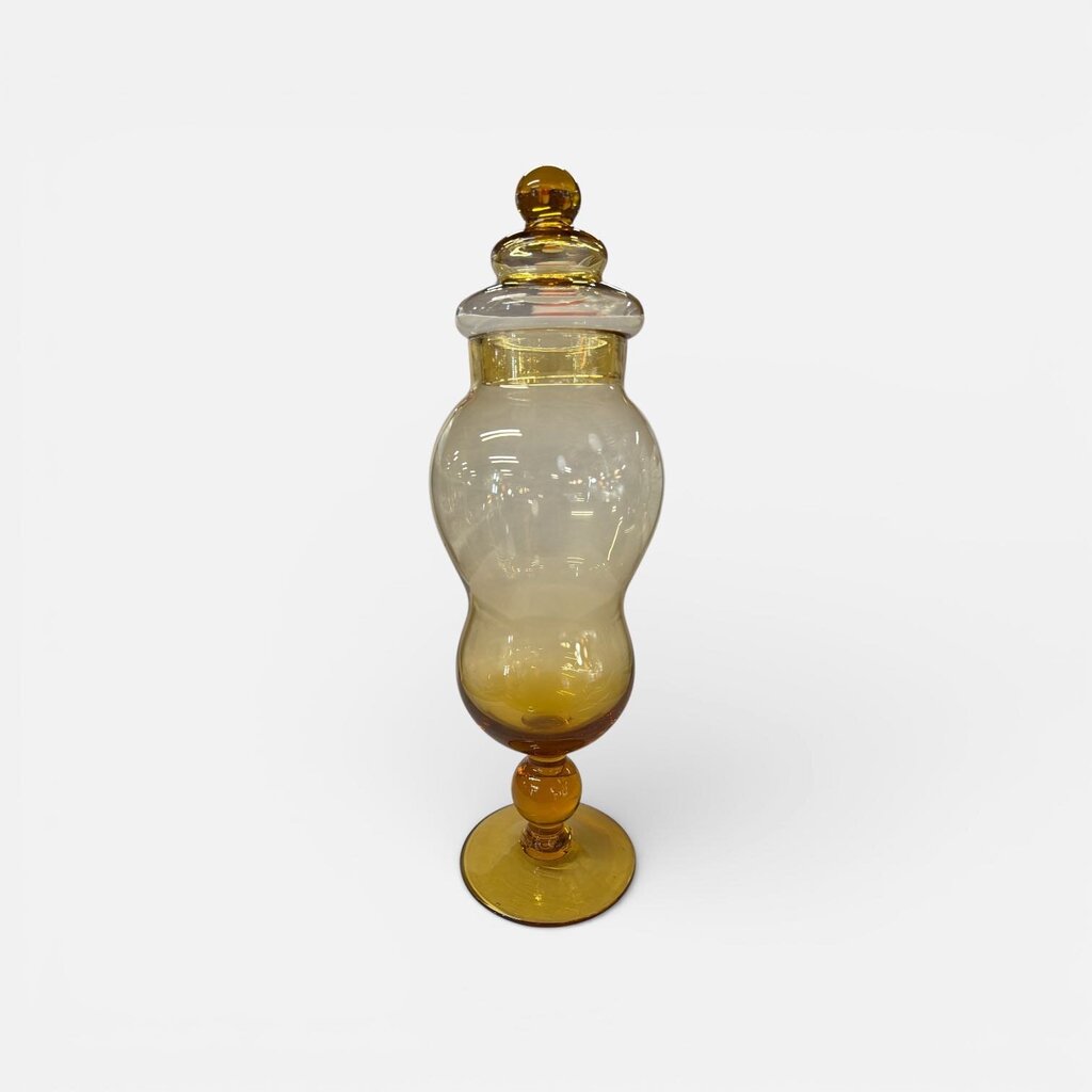 Vintage Amber Empoli Lidded Glass Jar