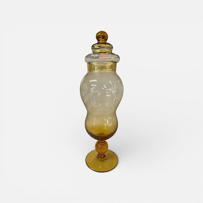 Vintage Amber Empoli Lidded Glass Jar