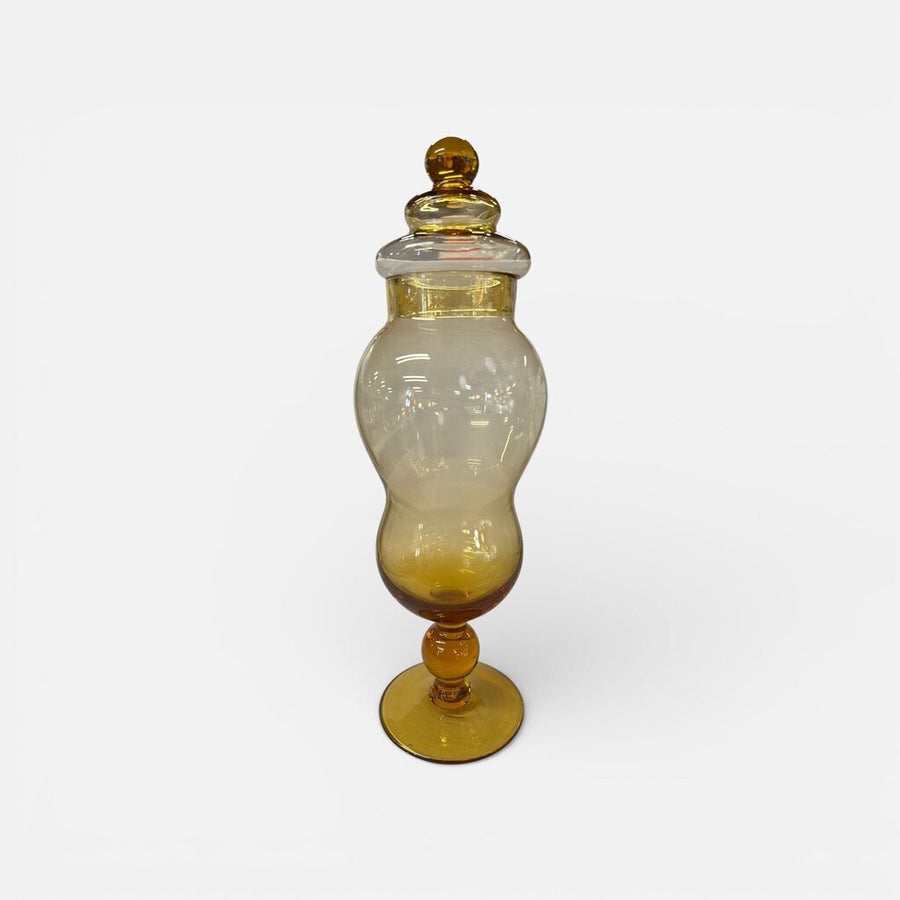 Vintage Amber Empoli Lidded Glass Jar