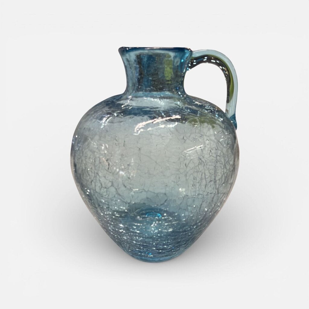 Vintage Blue Crackle Glass Jug