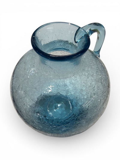 Vintage Blue Crackle Glass Jug