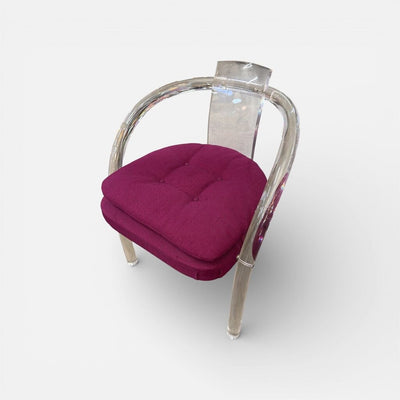 Mid Century Lucite Upholstered Waterfall Armchair