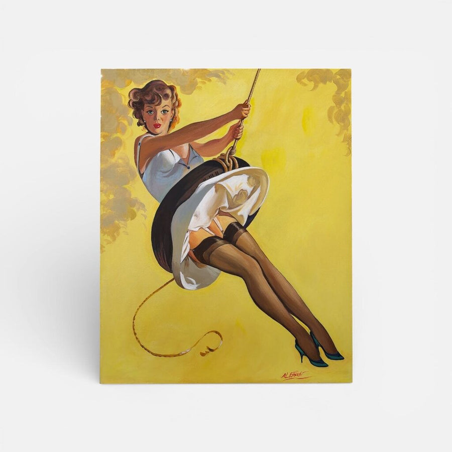 Vintage 1960's Pin-Up Girl on Canvas