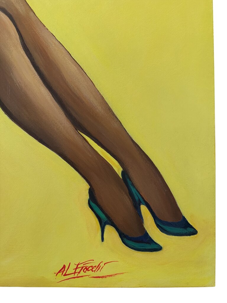 Vintage 1960's Pin-Up Girl on Canvas