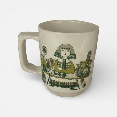 Mid Century "Figgjo Flint Norway" Coffee Mug in the "Market" pattern