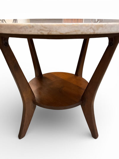 Mid Century Lane Solid Walnut and Marble Side Table