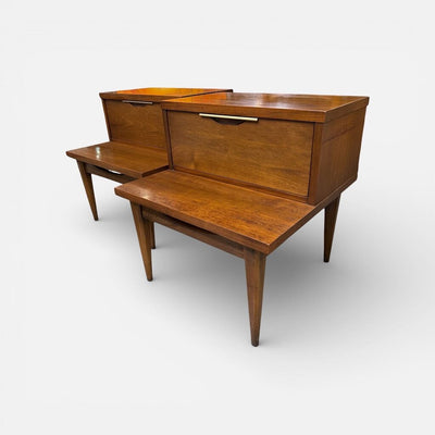 Pair of Mid-Century Modern Kent Coffey Tableau Walnut Nightstands (Set of 2)