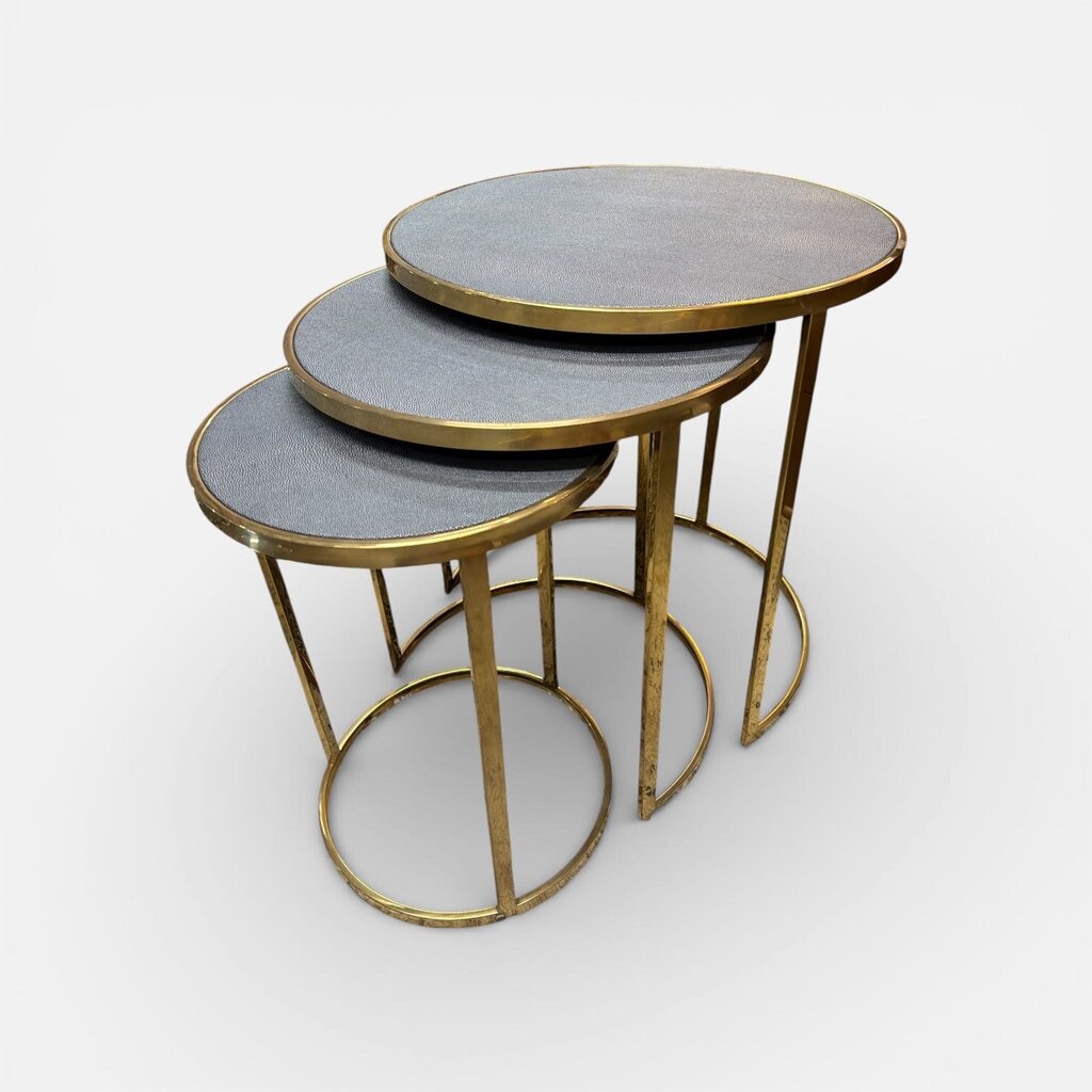 Modern Set of 3 Nesting Tables with Shagreen Top (Set of 3)