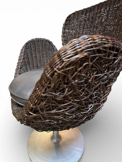 Modern Woven Wicker Accent Patio Chair