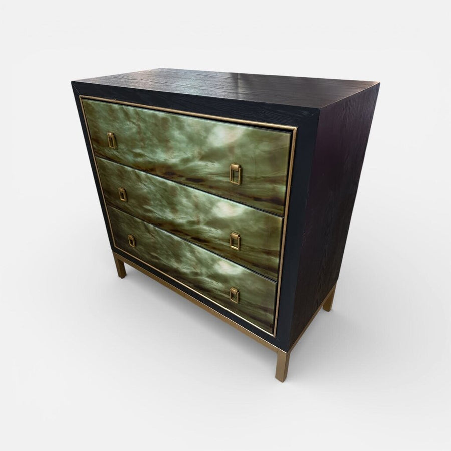 Modern Green Glass 3 Drawer Chest
