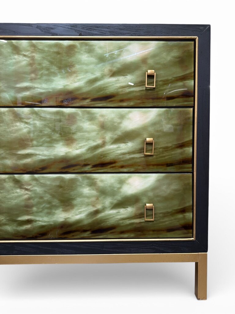 Modern Green Glass 3 Drawer Chest