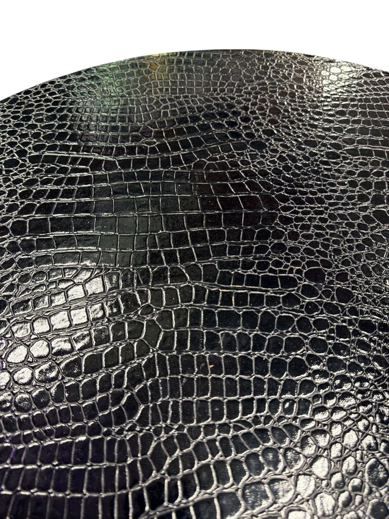 Modern Black Faux Crocodile Top Accent Table