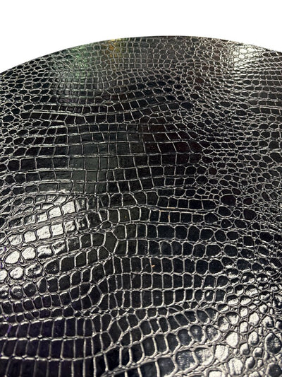 Modern Black Faux Crocodile Top Accent Table