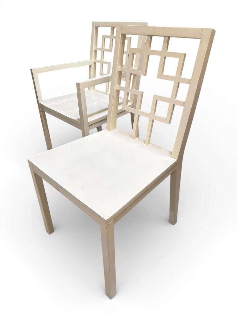 Hollywood Regency Chinoiserie 75" Dining Set with 4 Side Chairs & 2 Armchairs (Set of 7)