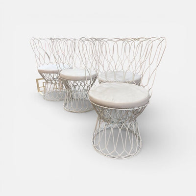 Set of Outdoor Highback Wire Patio Chairs with Cushion (Set of 4)