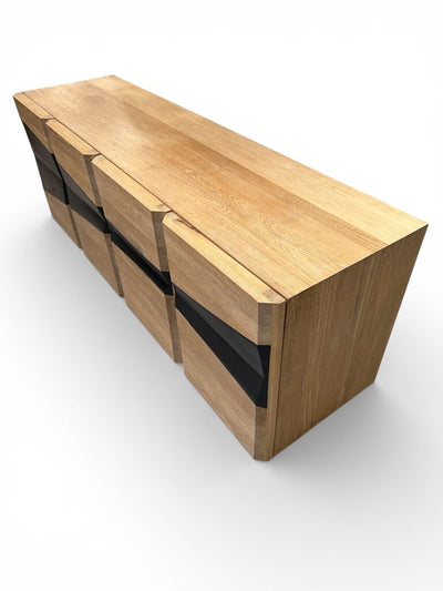 Modern 4 Door Black & Wood Sideboard Cabinet