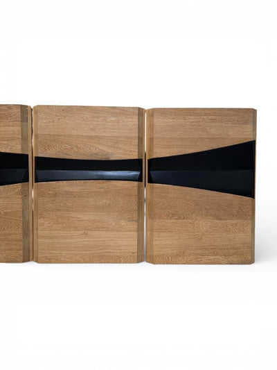 Modern 4 Door Black & Wood Sideboard Cabinet