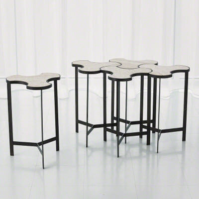 Natural Iron Bunching Table with Travertine Top