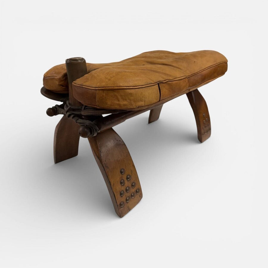 Vintage Cushioned Leather Camel Saddle