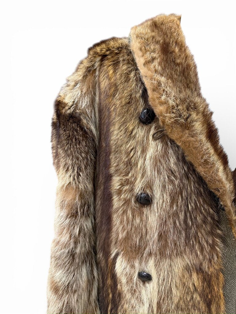 Vintage Natural Raccoon Fur Men's Coat