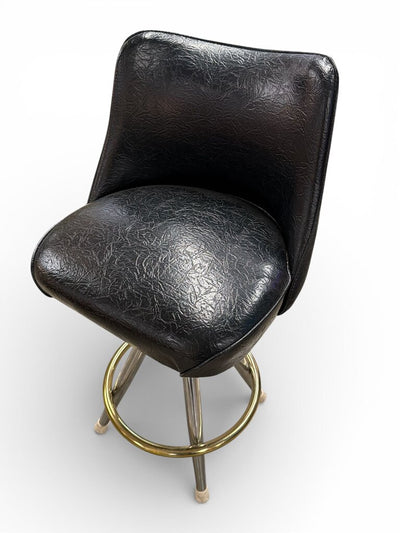 Mid Century Trio of Black Swivel Barstools (Set of 3)