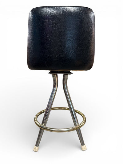Mid Century Trio of Black Swivel Barstools (Set of 3)