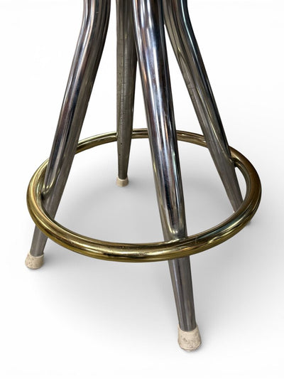 Mid Century Trio of Black Swivel Barstools (Set of 3)