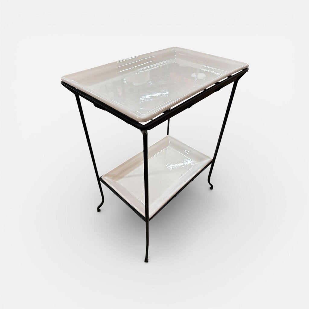 Vintage Pharmacy 2 Tier Porcelain and Iron Table