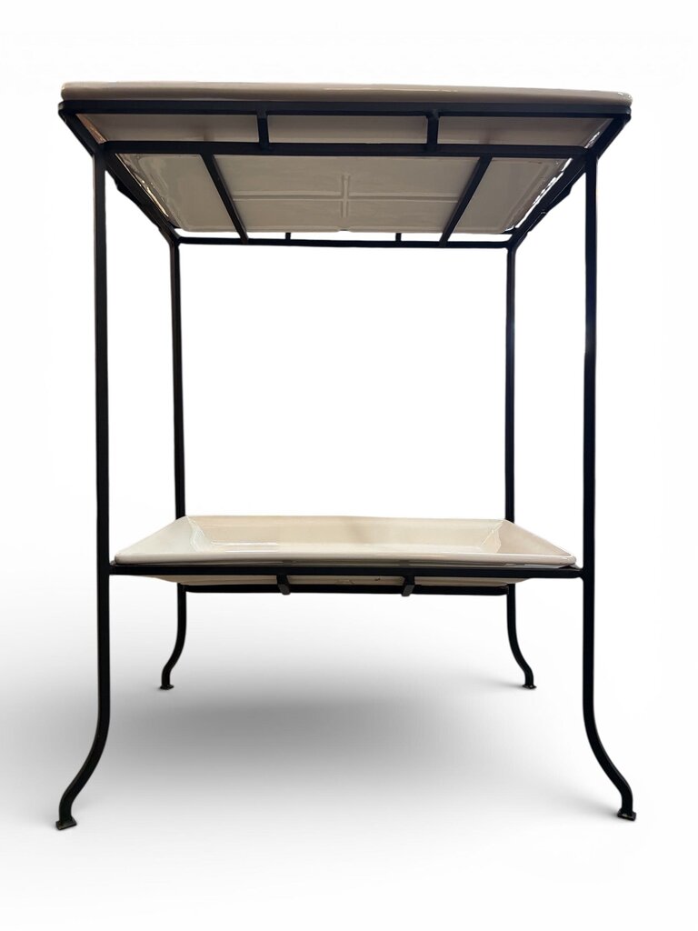 Vintage Pharmacy 2 Tier Porcelain and Iron Table