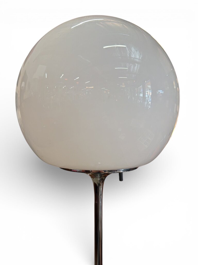 Mid Century Sonneman Floor Lamp in Chrome with Round Original Globe and Chrome