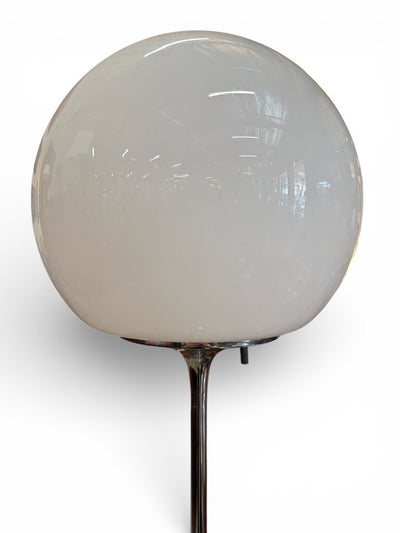 Mid Century Sonneman Floor Lamp in Chrome with Round Original Globe and Chrome