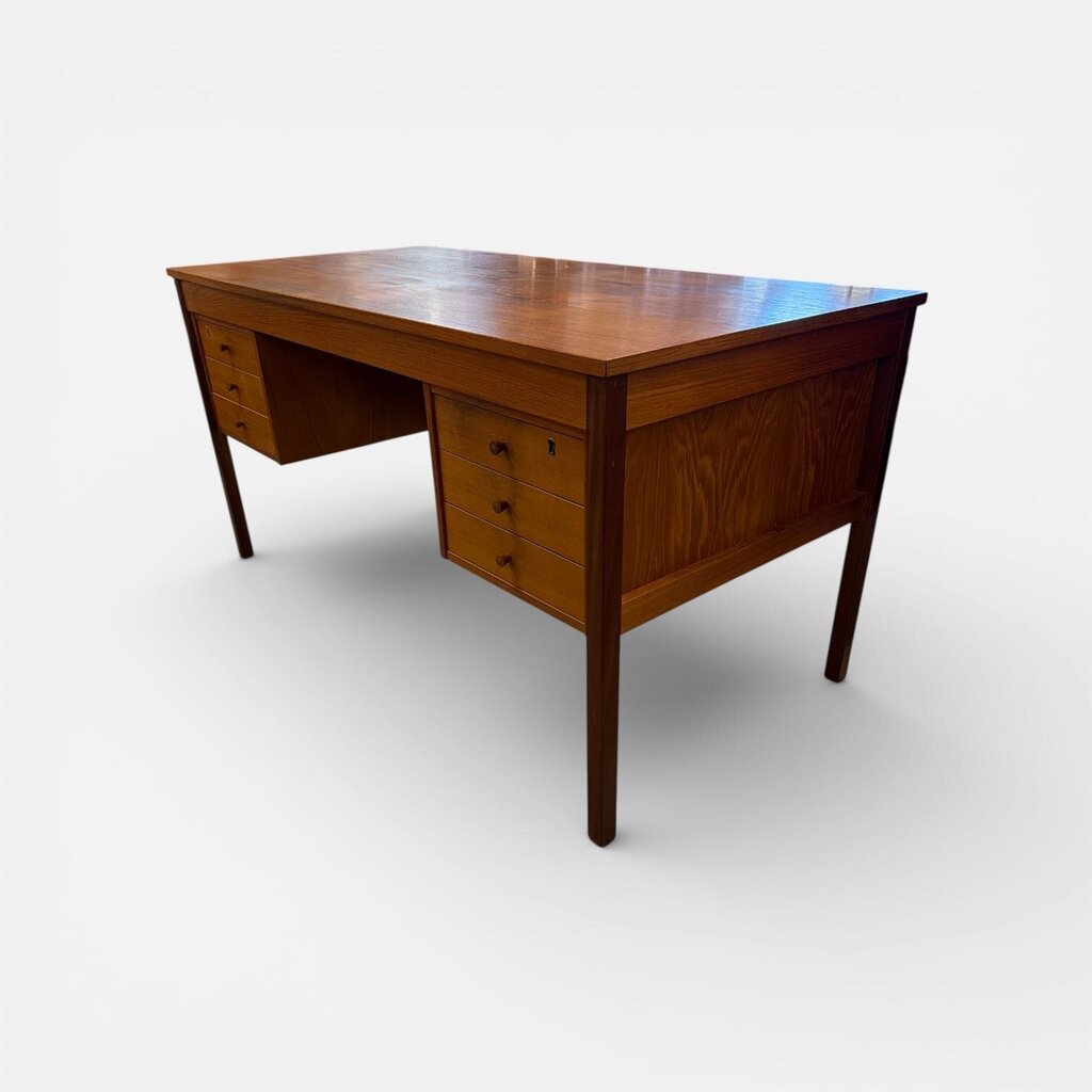Danish Modern Md century Teak Desk with Original Key - Exceptional Condition