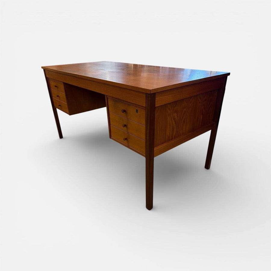 Danish Modern Md century Teak Desk with Original Key - Exceptional Condition