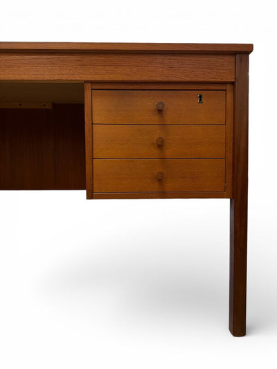 Danish Modern Md century Teak Desk with Original Key - Exceptional Condition